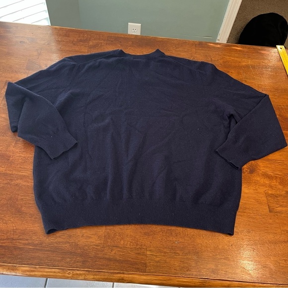 Lands' End Men's Deep Blue navy V-Neck Sweater 100% cashmere size XXL - Picture 7 of 7